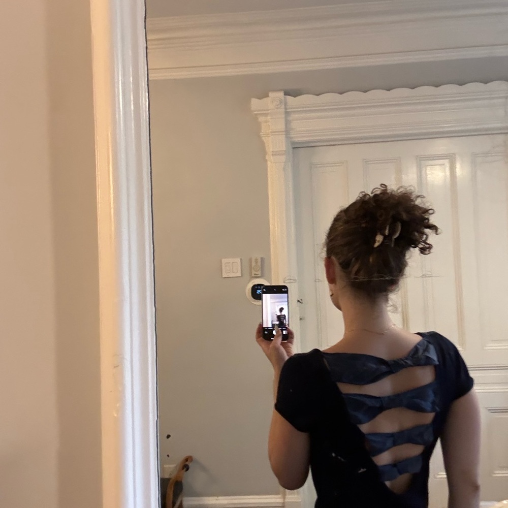 Navy blue dress with bows Back Design
